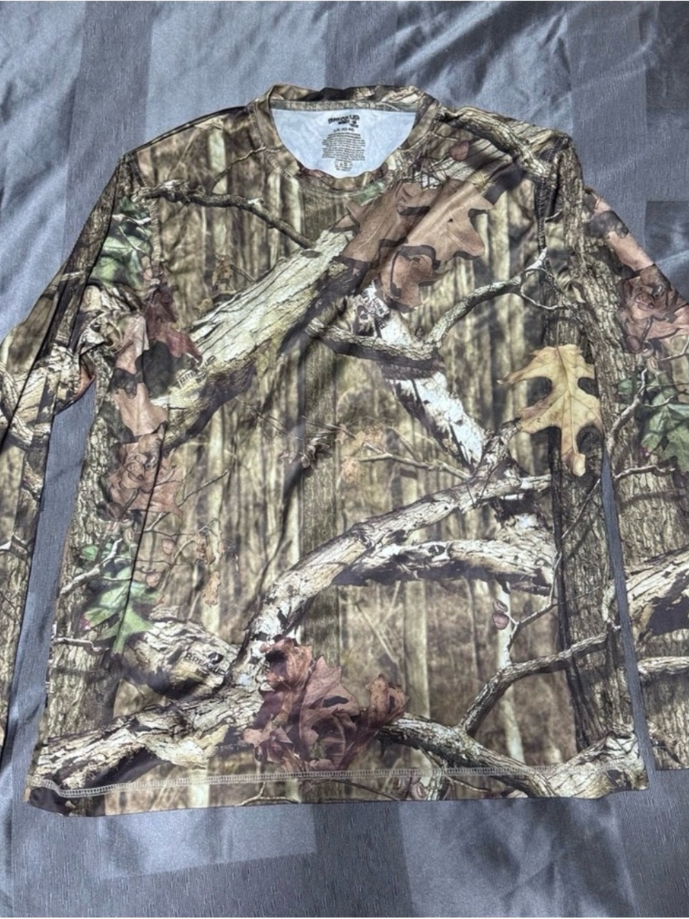 Unisex Large (42-44) Long-Sleeve Camouflage Tee - Brown/Green